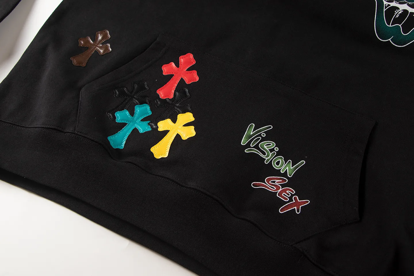 P330 Chrome Hearts Chrome Hearts Dopamine Leather Label Cross Sweatshirt Size: SMLXL Color: Black